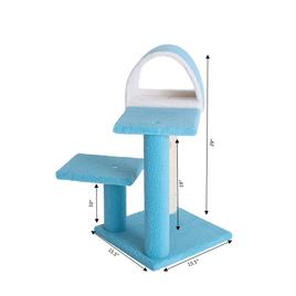 Armarkat 29in. Sky Blue Real Wood Cat Tree w/ Scratcher & Tunnel