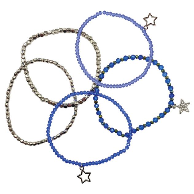 Ashley 5pc. Silver-Tone Blue Beads & Stars Stretch Bracelet Set