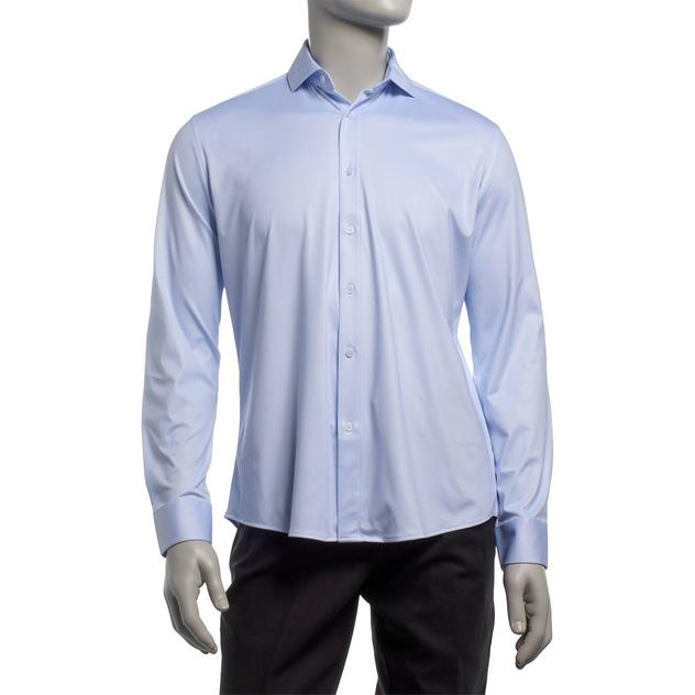 Mens Tom Baine Sky Blue Diamonds Fitted Traveler Dress Shirt