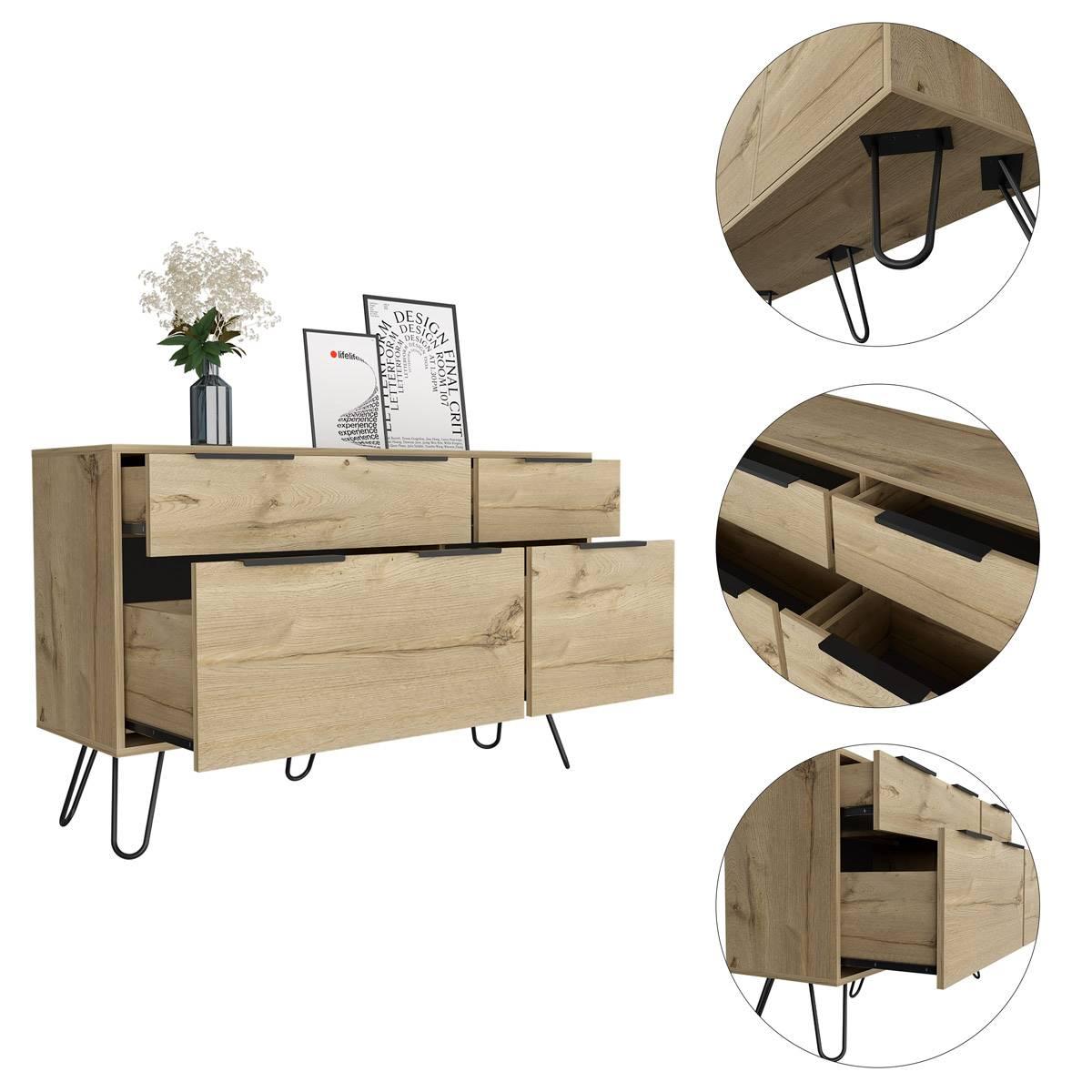 FM FURNITURE Monaco Light Oak Double Dresser