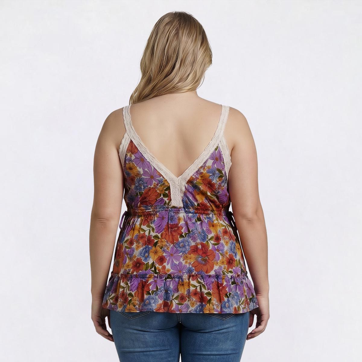 Juniors Plus Angie Lace Trim Tank Top