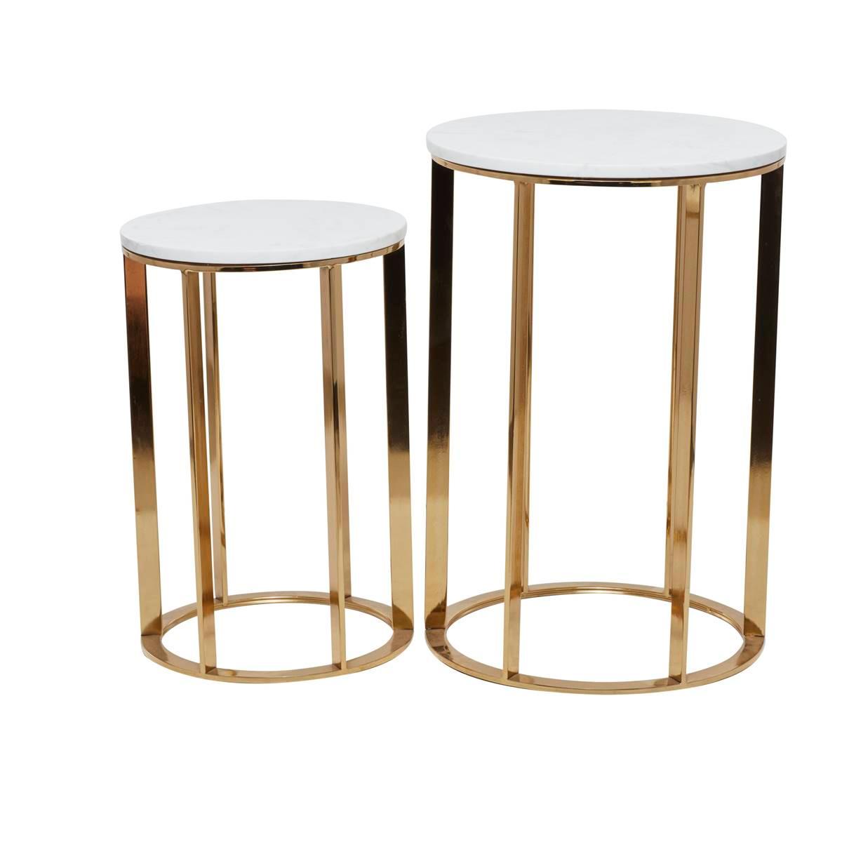 9th & Pike® Gold-Tone Metal Contemporary Accent Table - Set of 2