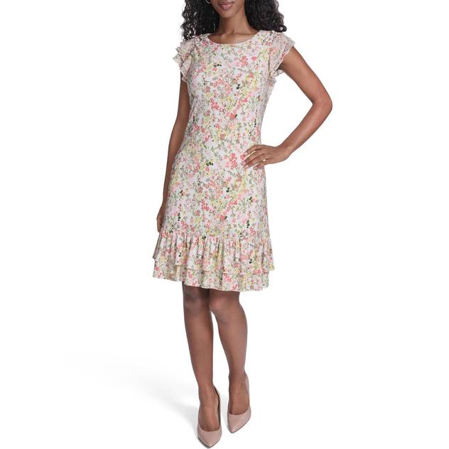 Womens Tommy Hilfiger Flutter Sleeve Ditsy Floral Shift Dress