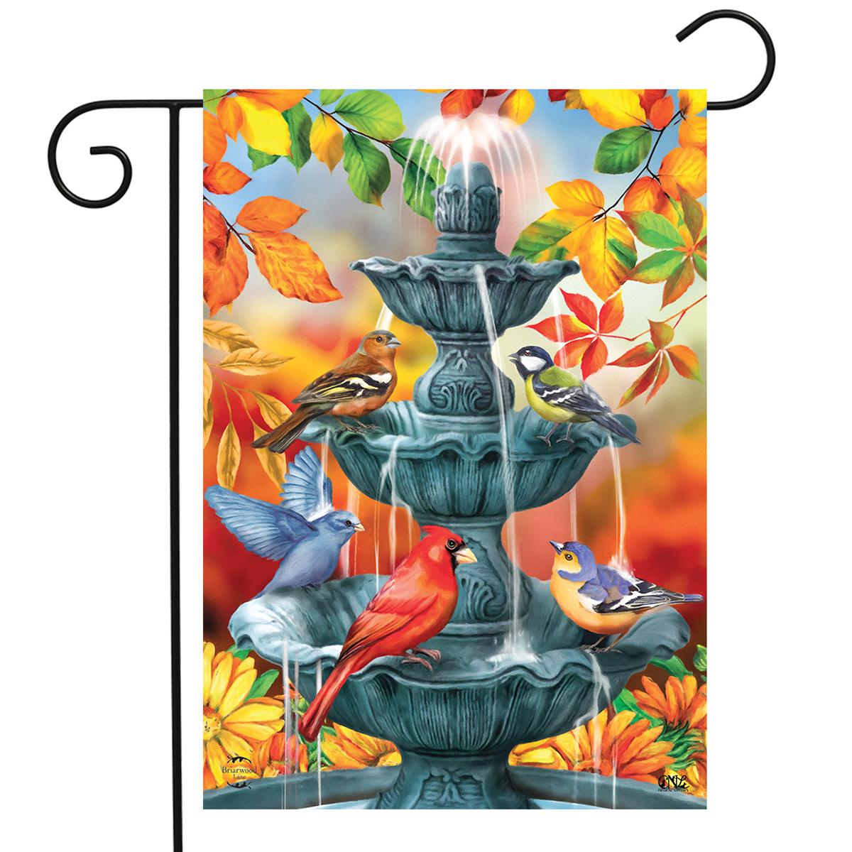 Briarwood Lane Bath Time Birds Autumn Garden Flag