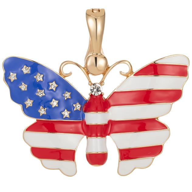 Wearable Art Silver-Tone American Flag Enhancer