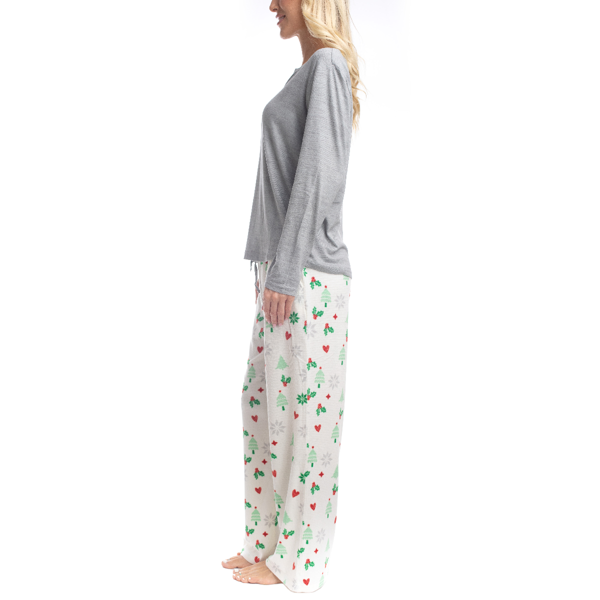 Womens Goodnight Kiss Holiday Pop Up Hearts Pajama Set