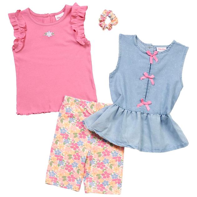 Girls (4-6x) Little Lass® 3pc. Top & Floral Bike Short Set
