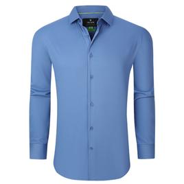 Mens Tom Baine Short Sleeve Slim Fit Bamboo Dress Shirt - Blue
