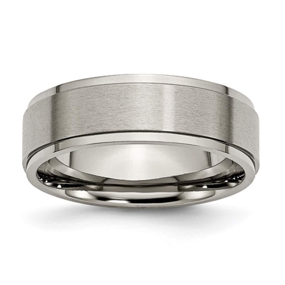 Mens Endless Affection(tm) 7mm Ridged Edge Polished Wedding Band