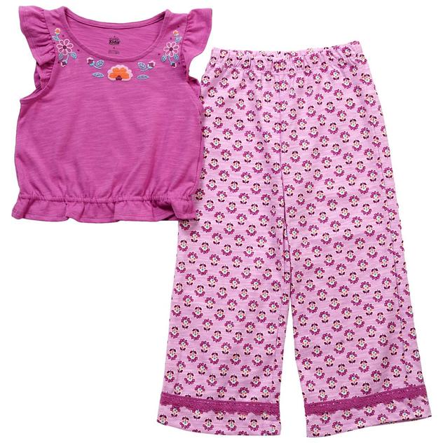 Girls (4-6x) Kids Headquarters® Ruffle Top w/ Floral Pants Set