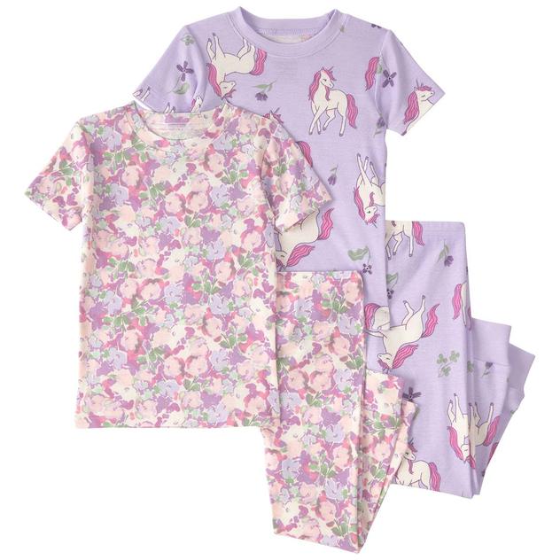 Toddler Girl Carter's® 4pc. Unicorn & Floral Cotton PJ Set