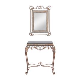 9th & Pike(R) Bronze Metal Traditional Console Table with Mirror
