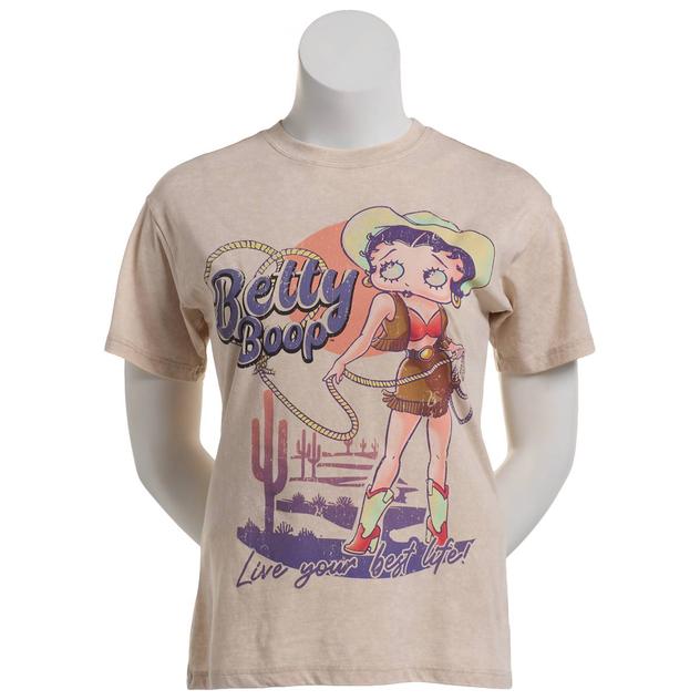 Juniors Freeze Cowgirl Betty Boop Vintage Wash Boxy Graphic Tee