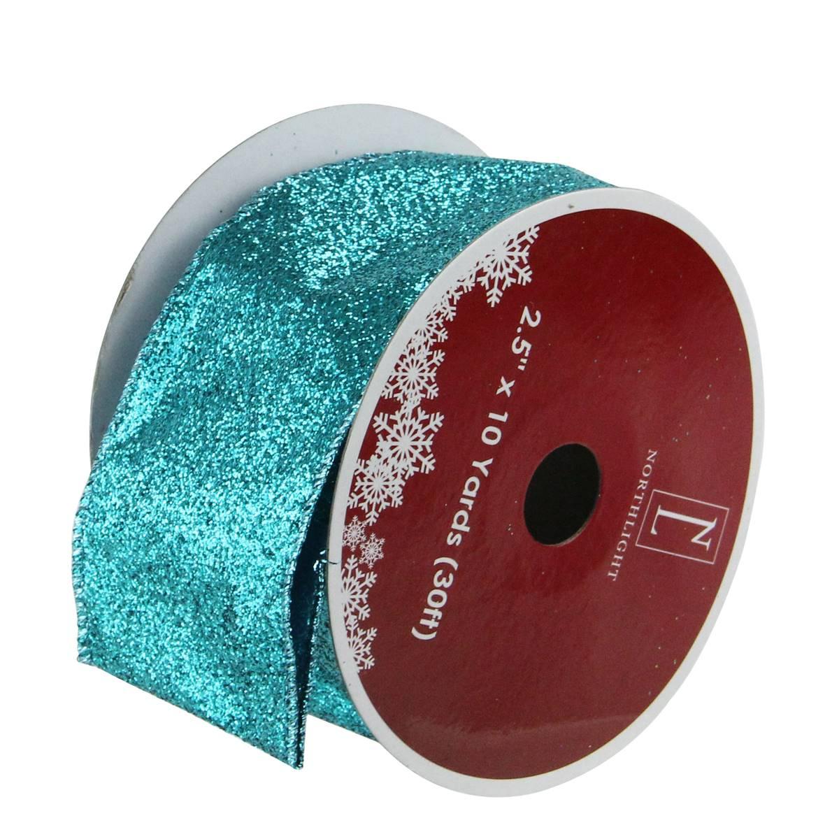 Pack of 12 Shimmering Teal Green Solid Wired Christmas Craft Ribb