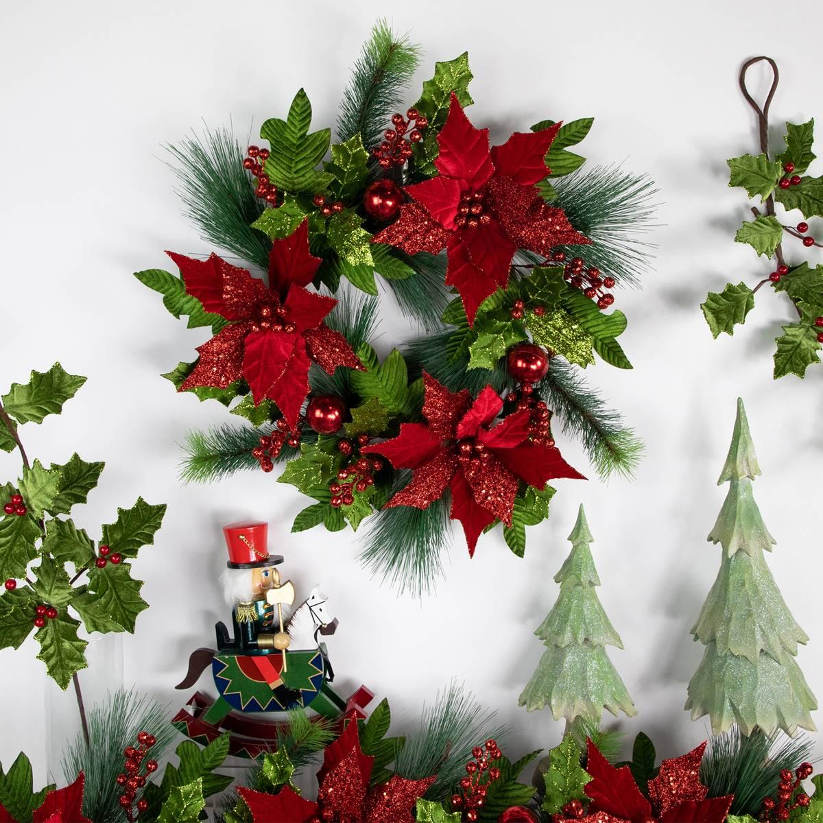 Northlight Seasonal 24in. Red Poinsettia Christmas Wreath