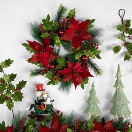 Northlight Seasonal 24in. Red Poinsettia Christmas Wreath