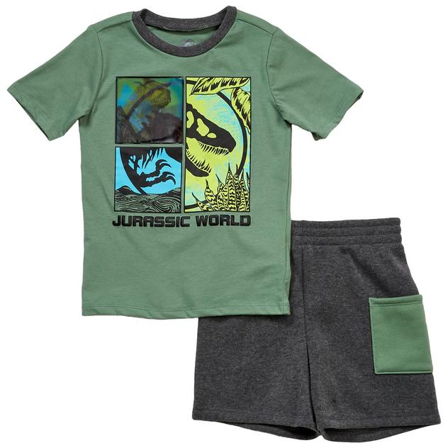 Boys (4-7) Jurassic World Lenticular Short Sleeve Tee/Shorts Set