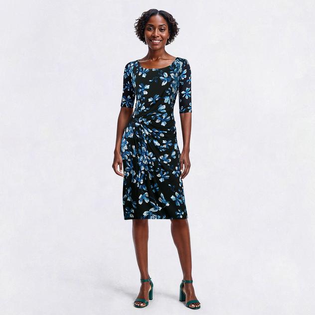 Petite Connected Apparel Elbow Sleeve Floral Sheath Dress