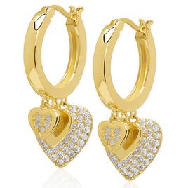 Gianni Argento 1/10ctw. Diamond Triple Heart Drop Hoop Earrings