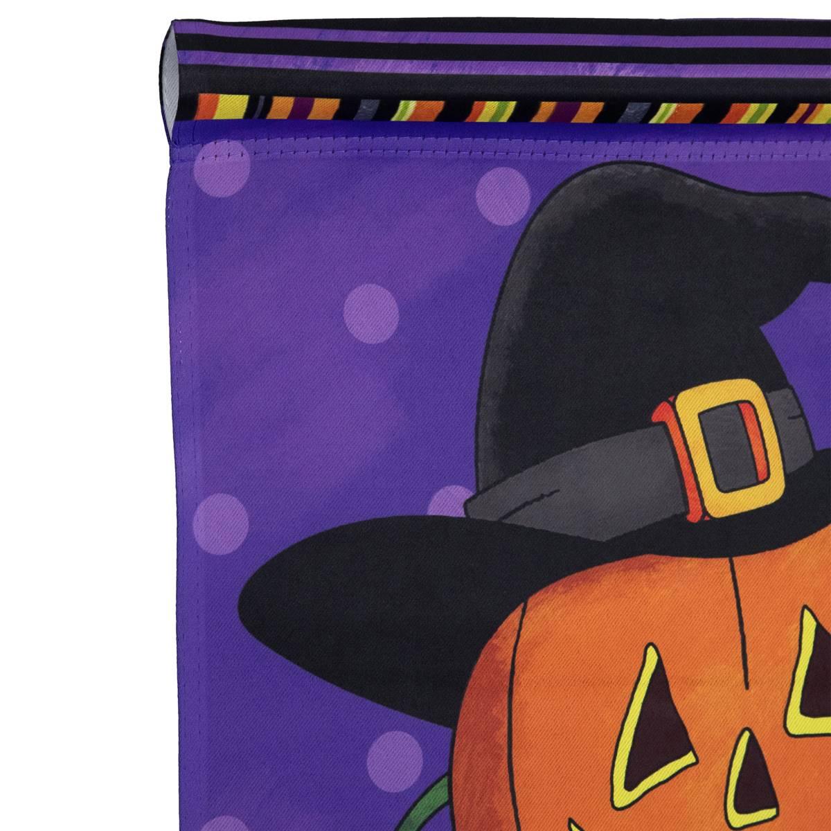 Northlight Seasonal Pumpkin in Witch Hat Halloween Garden Flag