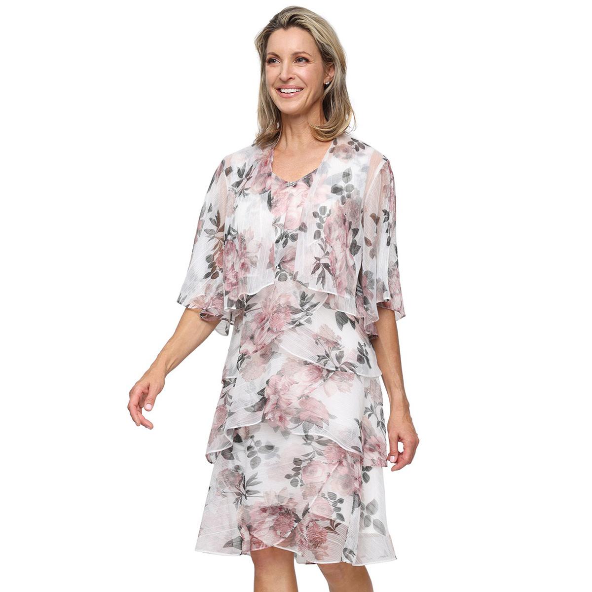 Womens SLNY Tier Floral Jacket Dress