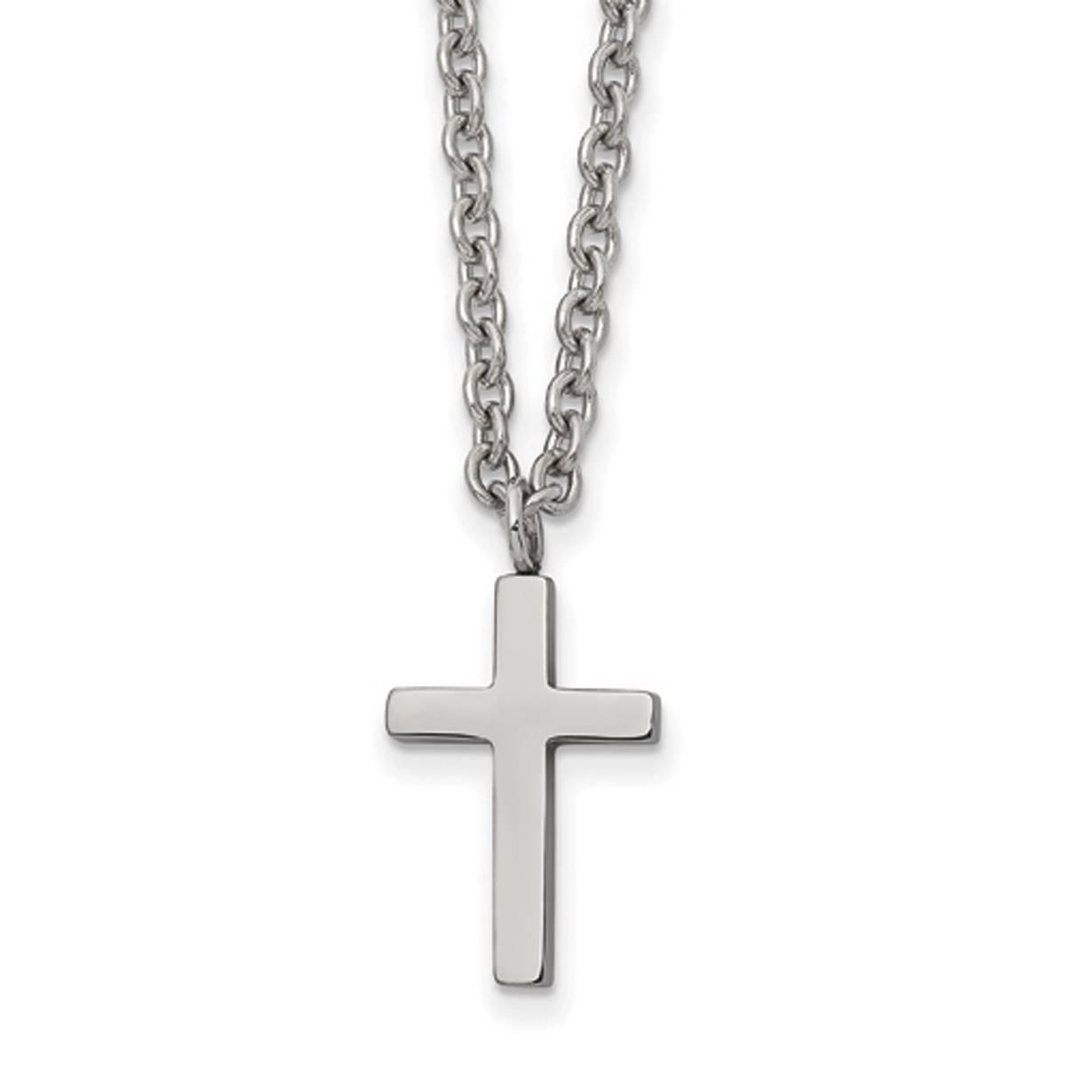 Mens Gentlemen's Classics(tm) High Polished Silver Cross Necklace