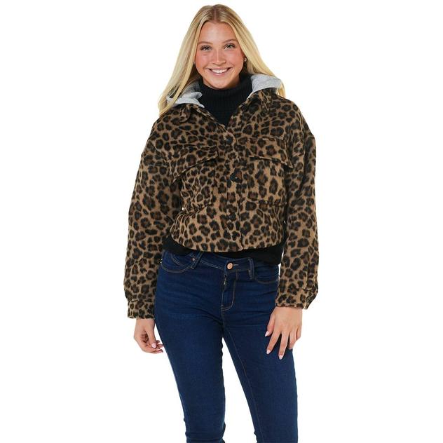 Juniors Love Tree Leopard Jacket with Removable Hood