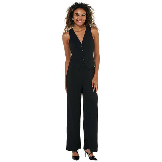 Juniors Madden Girl Dobby Faux Vest Jumpsuit