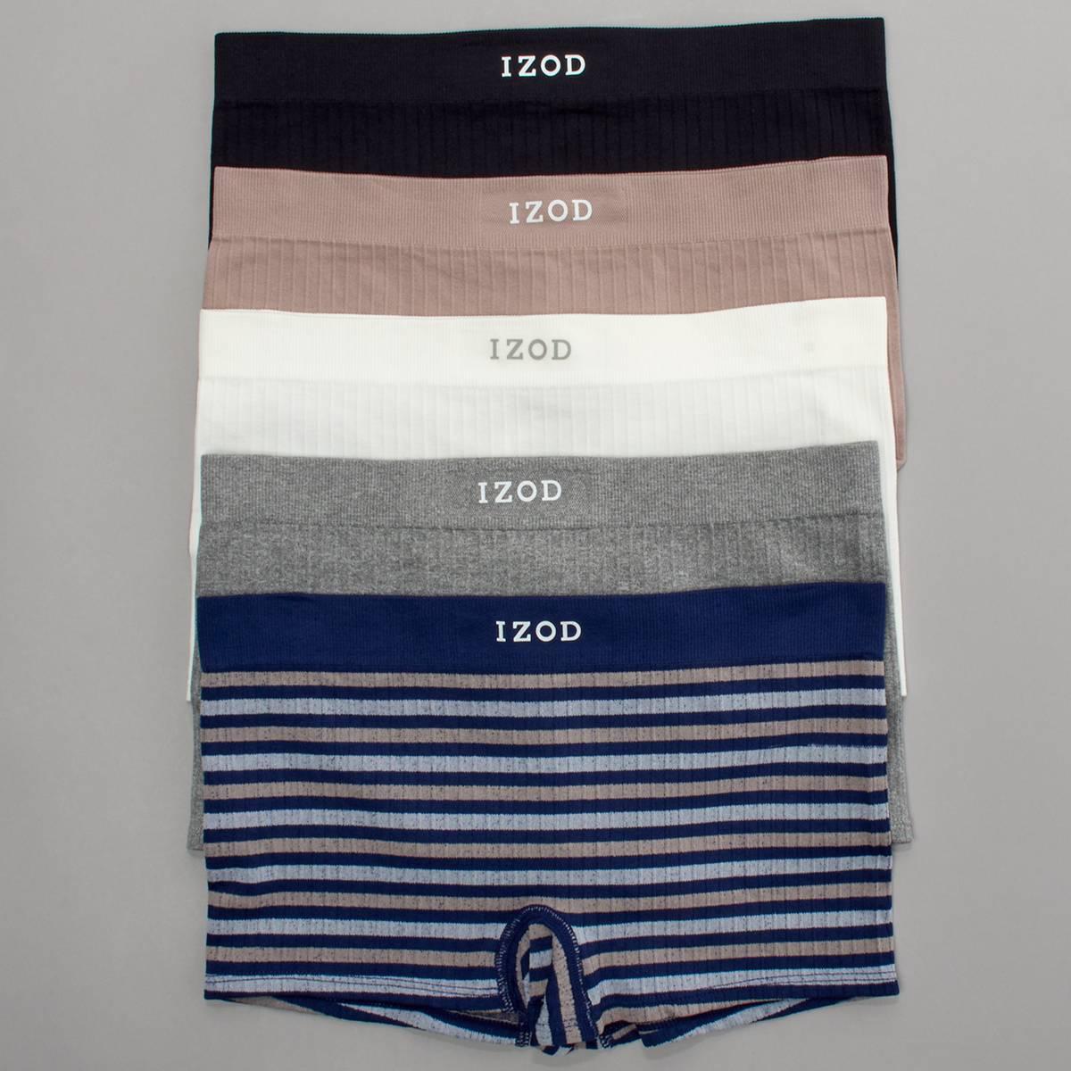 Juniors IZOD® 5pk. Striped Ribbed Boyshort Panties-IZ70575BV