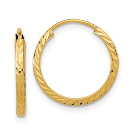 Gold Classics(tm) 15mm. 14kt Diamond Cut Square Tube Earrings