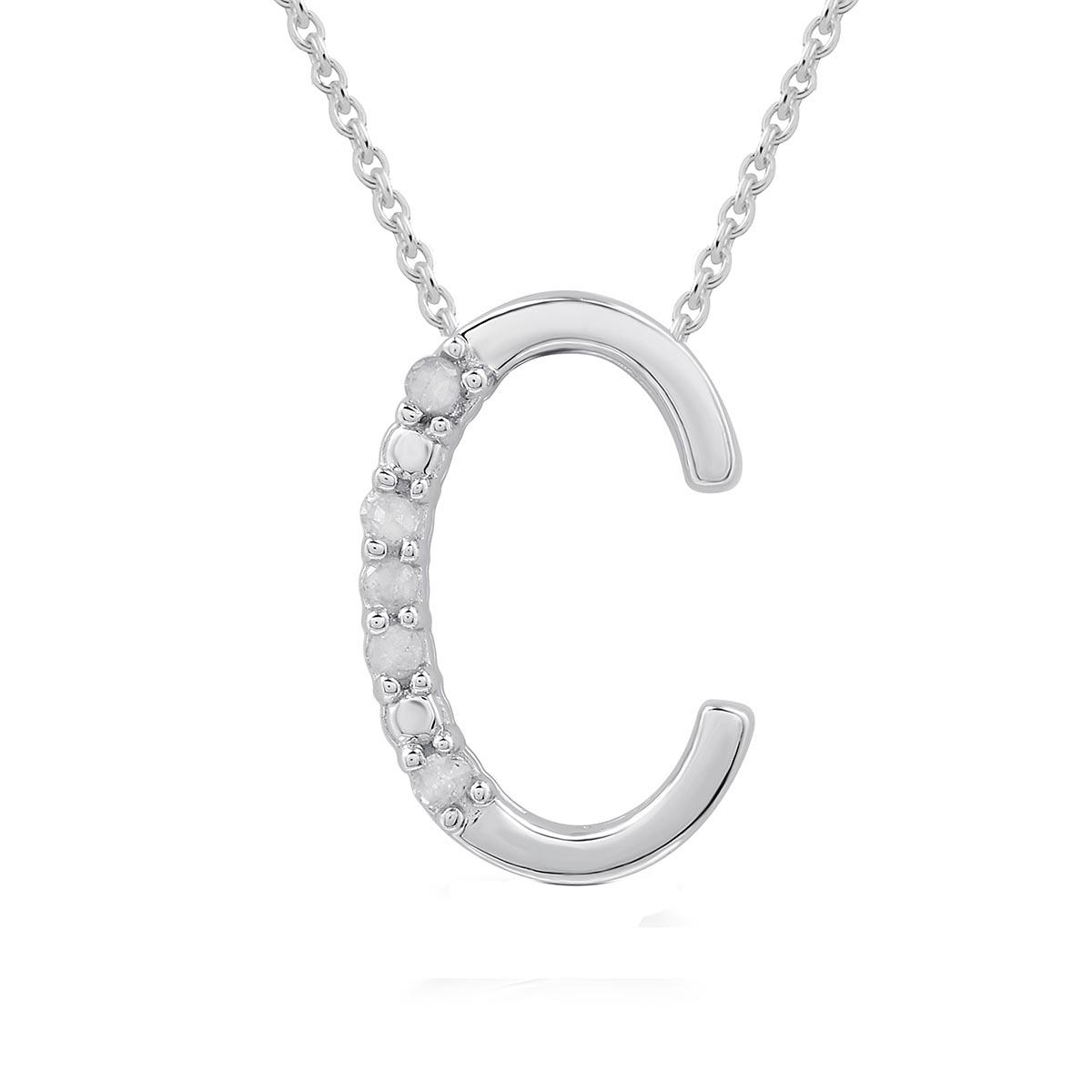 1/20cttw. Natural Diamond Sterling Silver Letter C Pendant