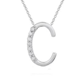 1/20cttw. Natural Diamond Sterling Silver Letter C Pendant