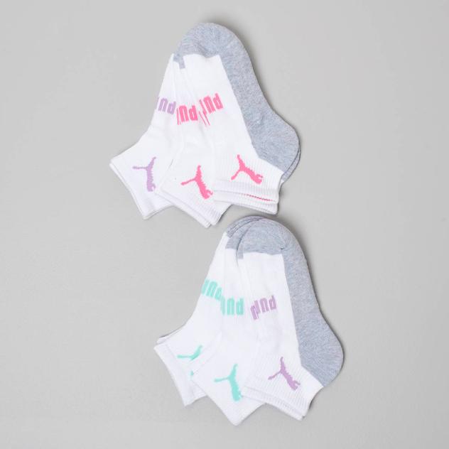 Girls Puma® 6pk. 1/2 Terry Sportstyle Quarter Socks