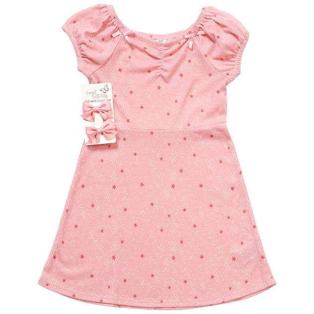 Girls (4-6x) Sweet Butterfly® Star and Dot Cinched Rib Dress