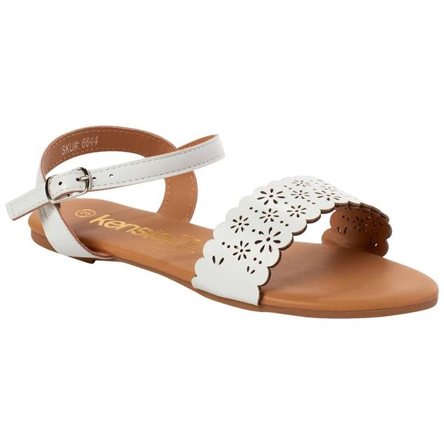 Big Girls Kensie Girl Perforated Scalloped Buckle Sandals