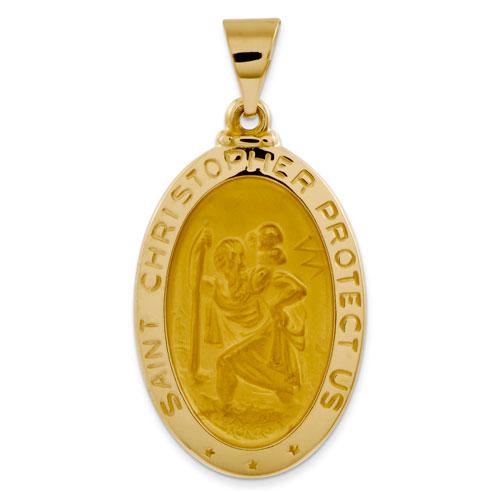 Unisex Gold Classics™ 14kt. Satin St. Christopher Medal Pendant