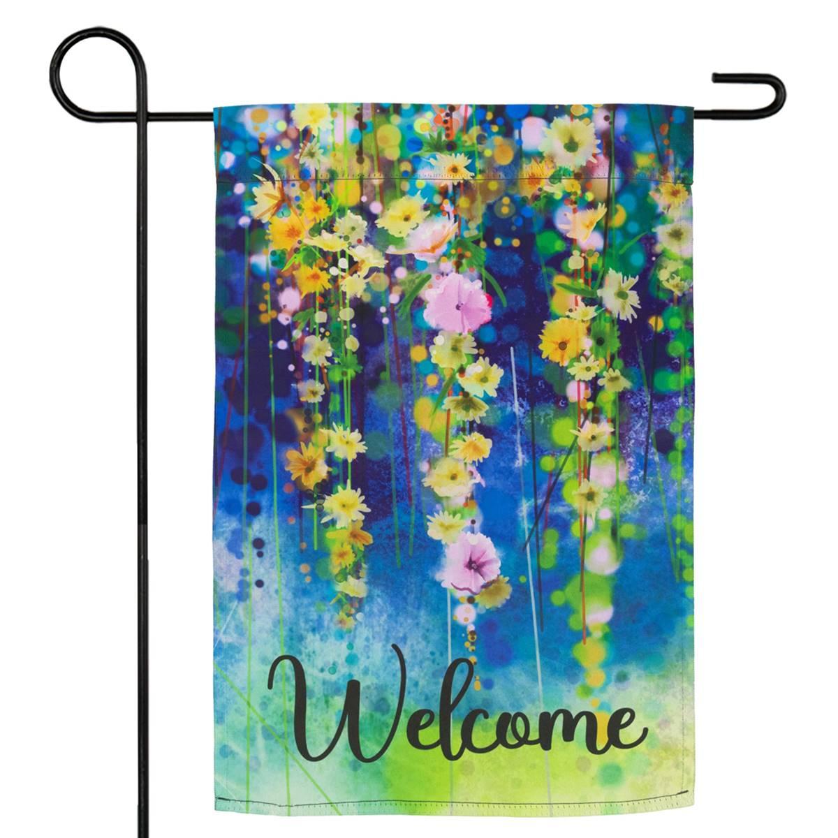 Northlight Seasonal Watercolor Floral "Welcome" Garden Flag