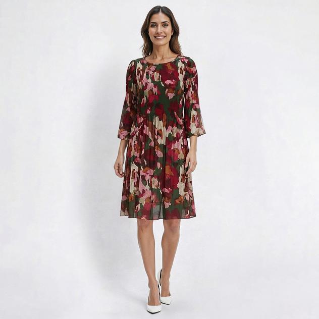 Womens Ninety Clothing 3/4 Bell Sleeve Pleated A-Line Dress