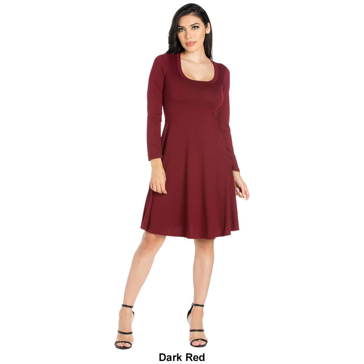 Womens 24/7 Comfort Apparel Long Sleeve Flared Mini Dress