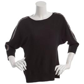 Womens Love Scarlet 3/4 Dolman Sleeve Glitter Tape Sweater