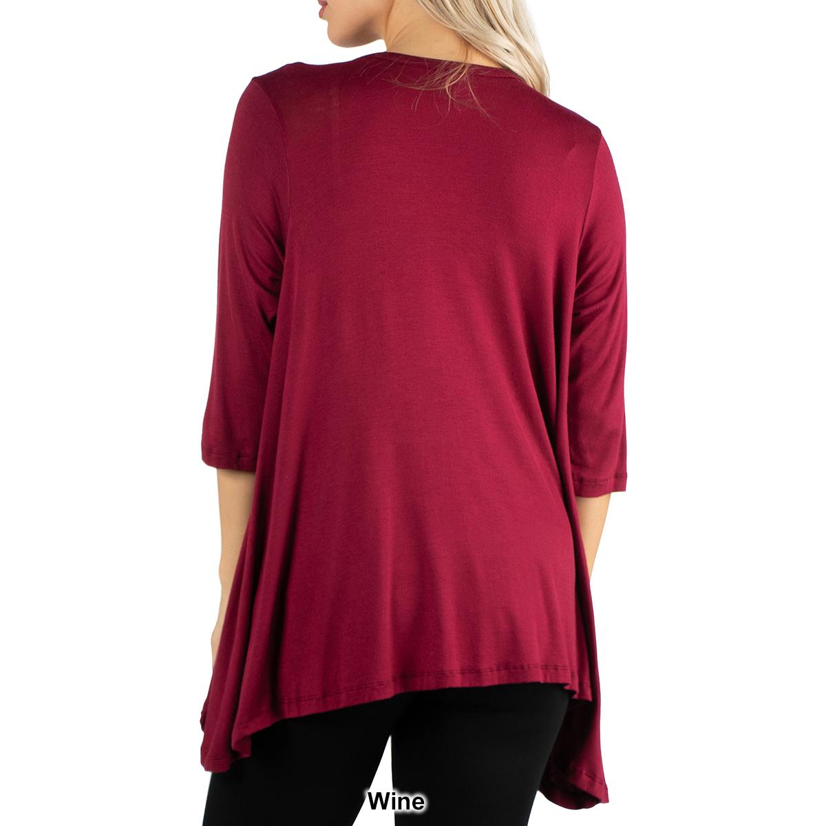 Womens 24/7 Comfort Elbow Length Open Cardigan