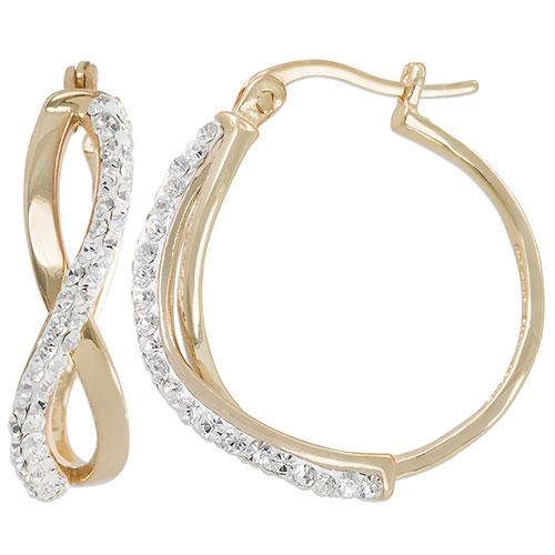 Gold Plated Crystal Criss Cross Hoop Earrings