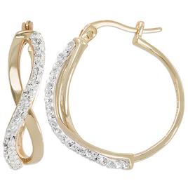 Gold Plated Crystal Criss Cross Hoop Earrings