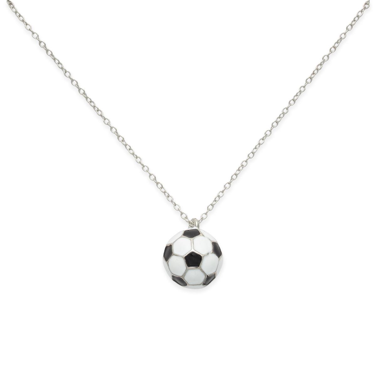 Silver-Tone Soccer Theme Chain Necklace