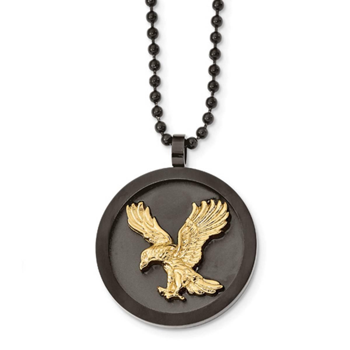 Mens Gentlemen's Classics(tm) Gold IP-Plated Eagle Disk Necklace