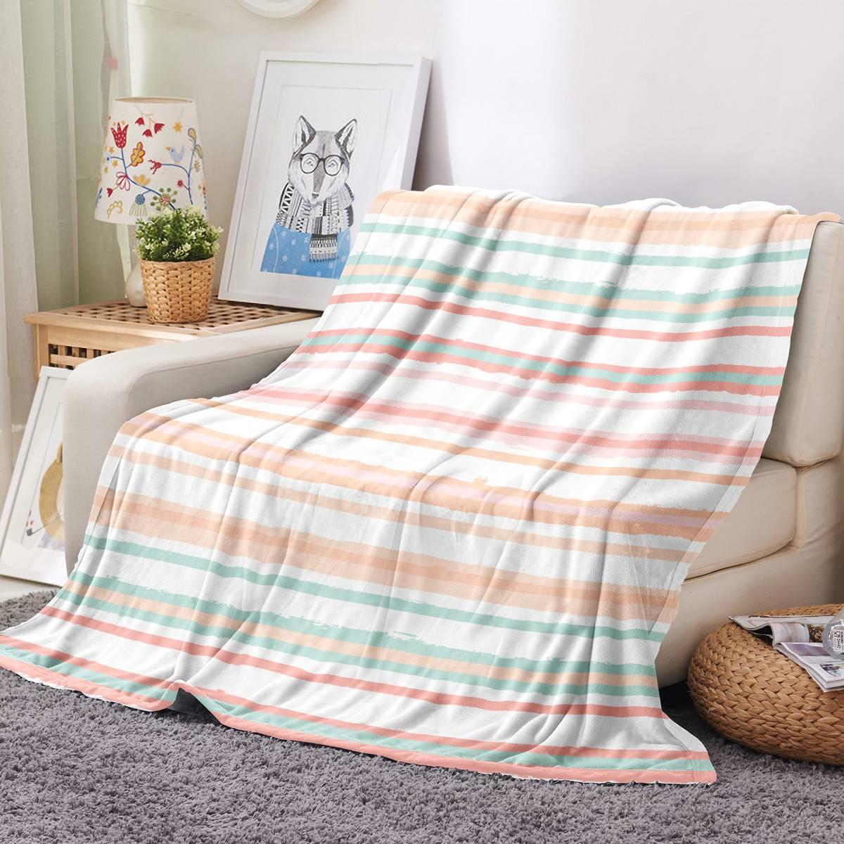 Spirit Linen Home™ Velvet Plush Watercolor Stripe Throw Blanket