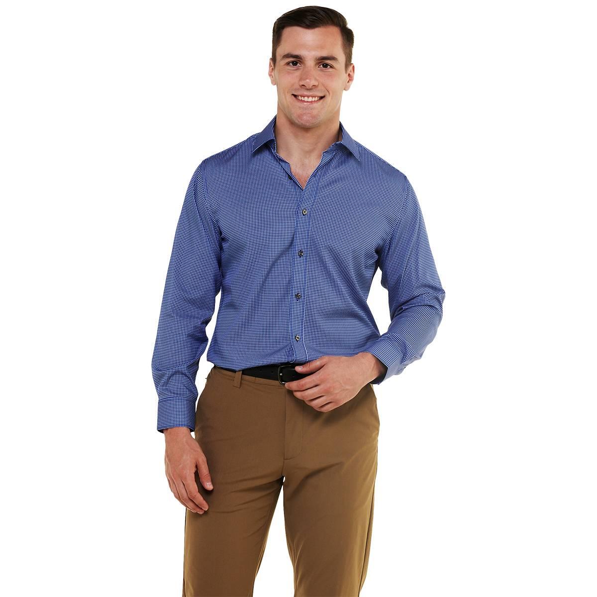 Mens Christian Aujard Slim Fit Checkered Dress Shirt - Navy/White
