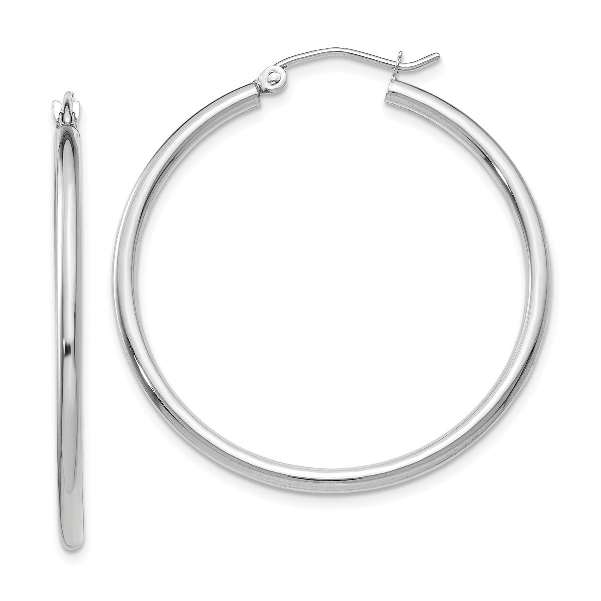 Gold Classics(tm) 14kt. White Gold 35mm Tube Hoop Earrings