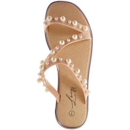 Womens Love 83 Straps with Pearls Slide Tan Sandals