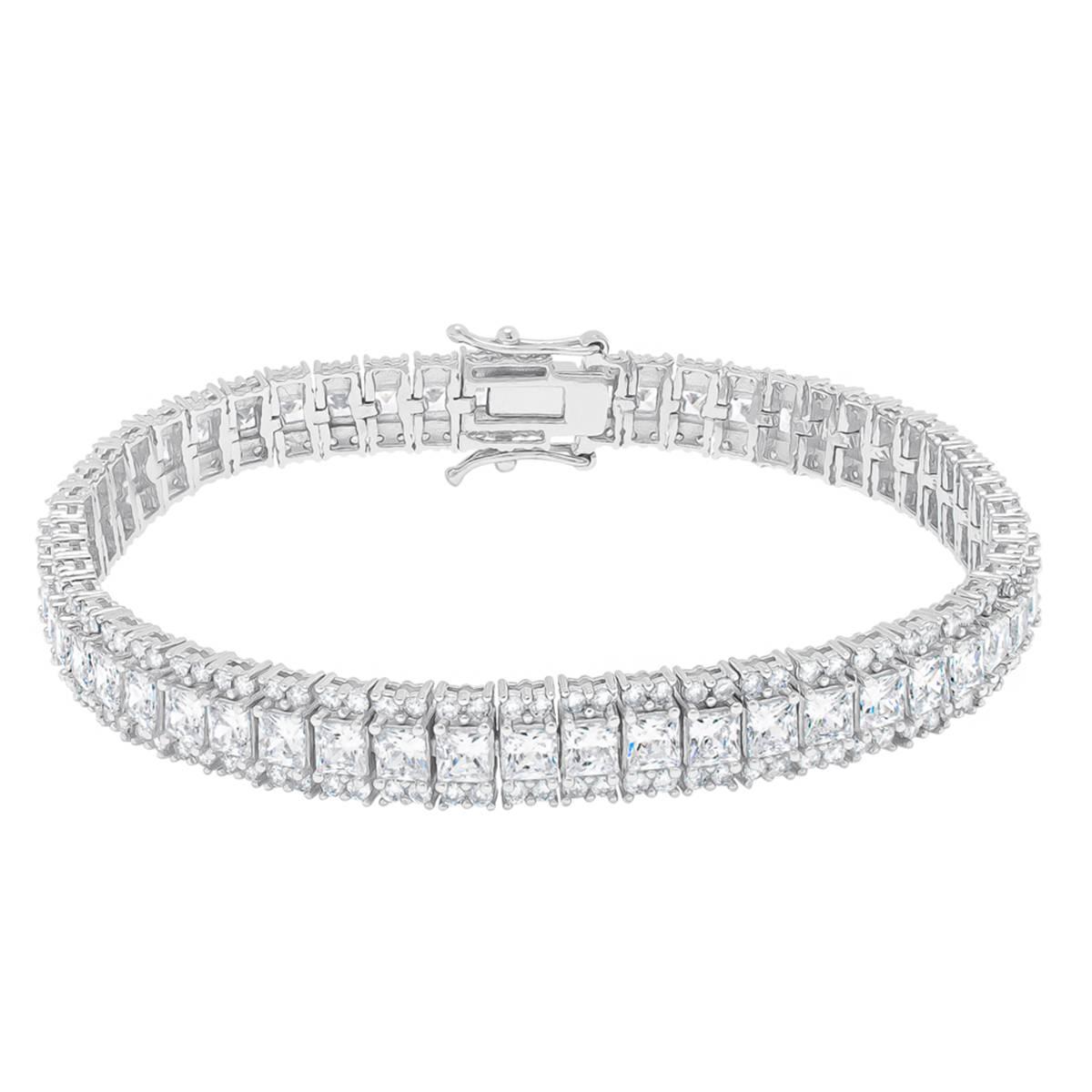 Gianni Argento Silver Plated Diamond Baguette Line Bracelet